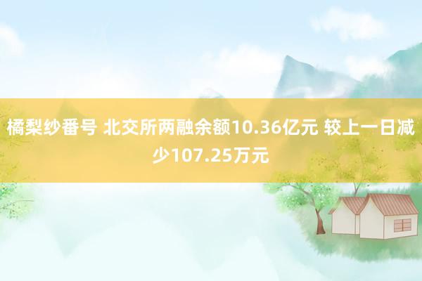 橘梨纱番号 北交所两融余额10.36亿元 较上一日减少107.25万元