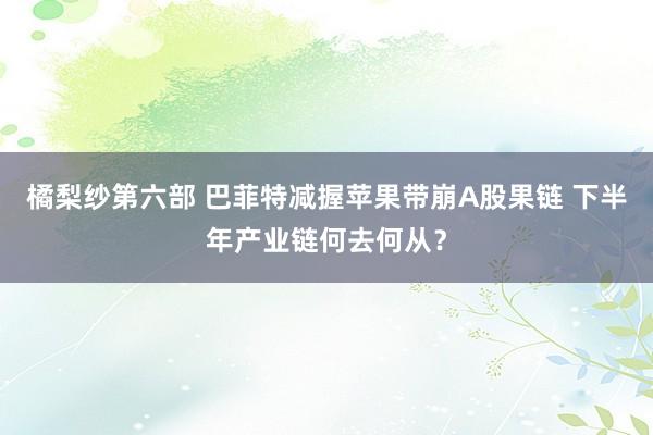 橘梨纱第六部 巴菲特减握苹果带崩A股果链 下半年产业链何去何从？