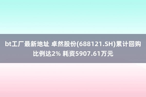 bt工厂最新地址 卓然股份(688121.SH)累计回购比例达2% 耗资5907.61万元