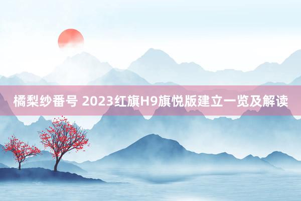 橘梨纱番号 2023红旗H9旗悦版建立一览及解读