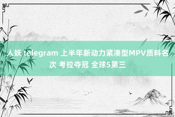 人妖 telegram 上半年新动力紧凑型MPV质料名次 考拉夺冠 全球5第三