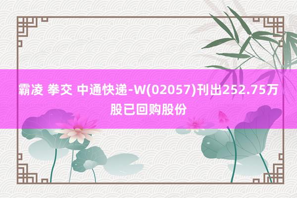 霸凌 拳交 中通快递-W(02057)刊出252.75万股已回购股份