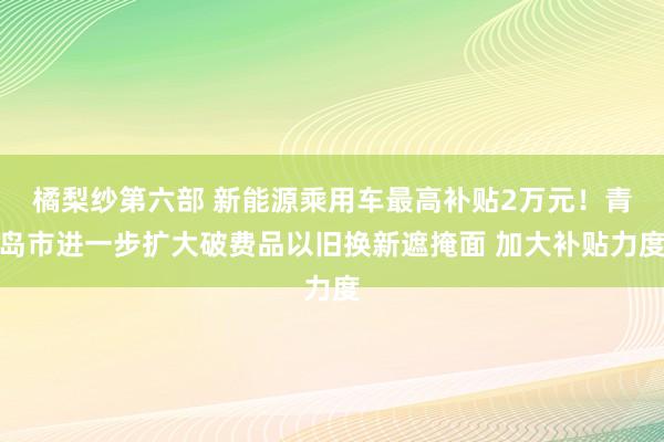 橘梨纱第六部 新能源乘用车最高补贴2万元！青岛市进一步扩大破费品以旧换新遮掩面 加大补贴力度